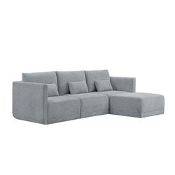 Beautiful Drew Modular Sectional with Ottoman by Drew Barrymore Gray Fabric Box 1 of 4