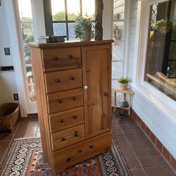 Super Sweet Vintage Solid Pine Wardrobe/Dresser with Porcelain Pulls!