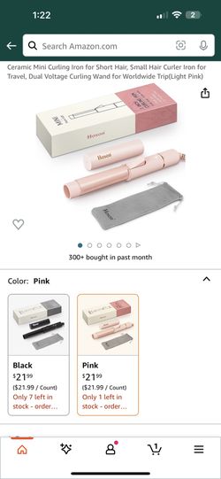 Ceramic Mini Curling Iron for Short Hair, Small Hair Curler Iron for Travel, Dual Voltage Curling Wand for Worldwide Trip(Light Pink)