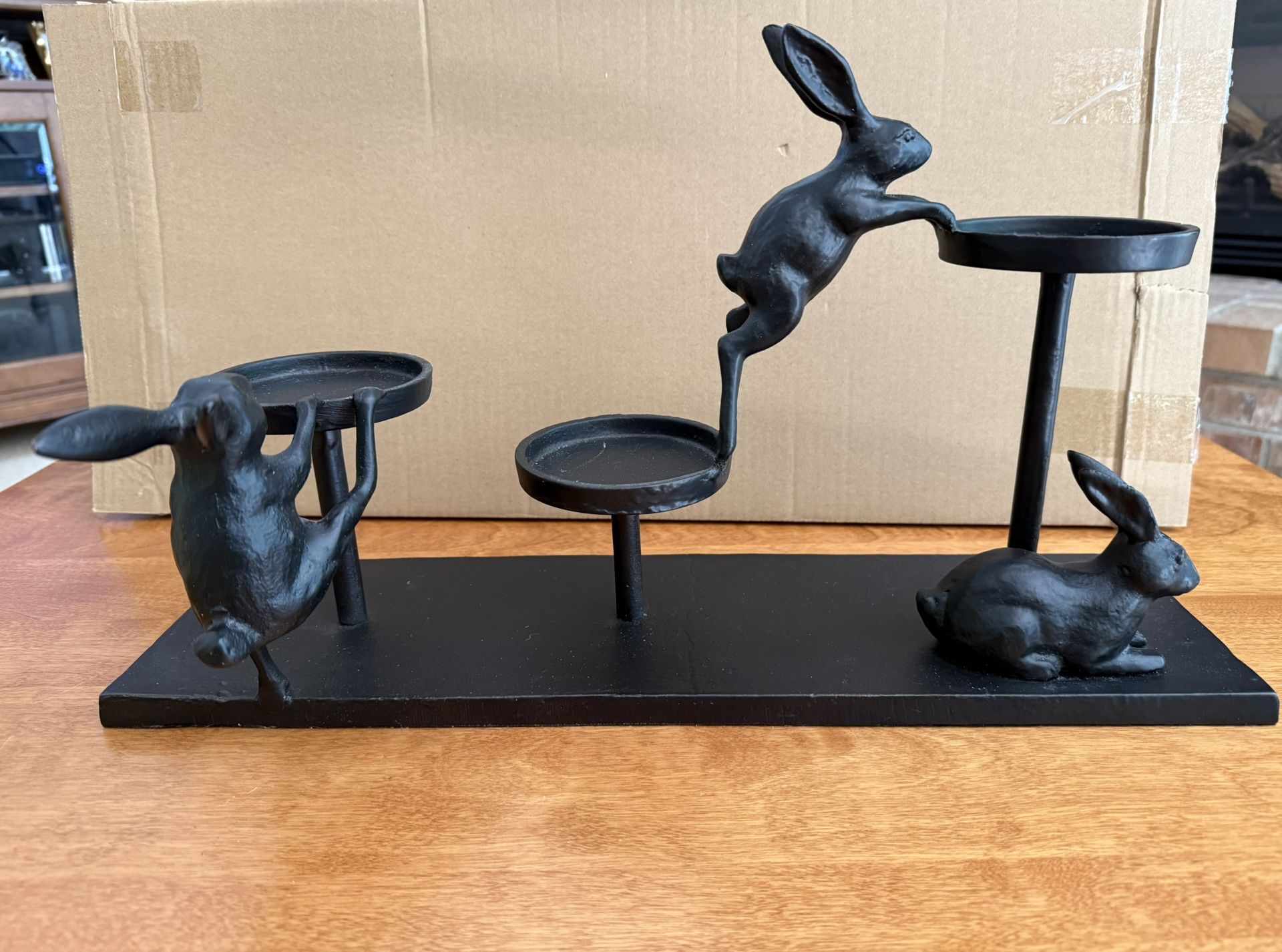 Rustic Rabbit 3 Pillar Candle Holder