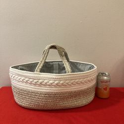 16” x 10” x 7”H Woven 100% Cotton Rope Caddy Organizer w/ Handles Portable Storage