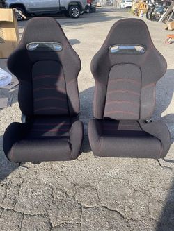 BLACK WOVEN FABRIC BUCKET RACING SEATS UNIVERSAL