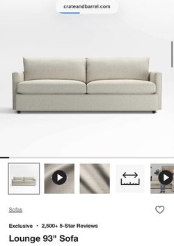 Crate & Barrel Lounge II Petite Sofa 93"