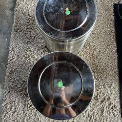 Deep Dabba / Storage Stainless Steel Cylindrical Containers 13” D X 14” H