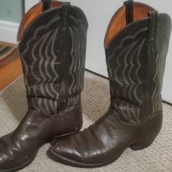 J Chisholm Brown Leather Western Cowboy Boots Men Size 10.5