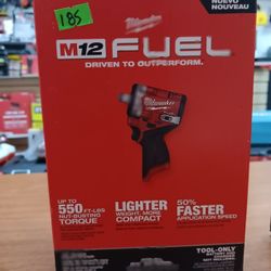 Milwaukee new 1/2" Stubby Impact Wrench 12M Fuel 