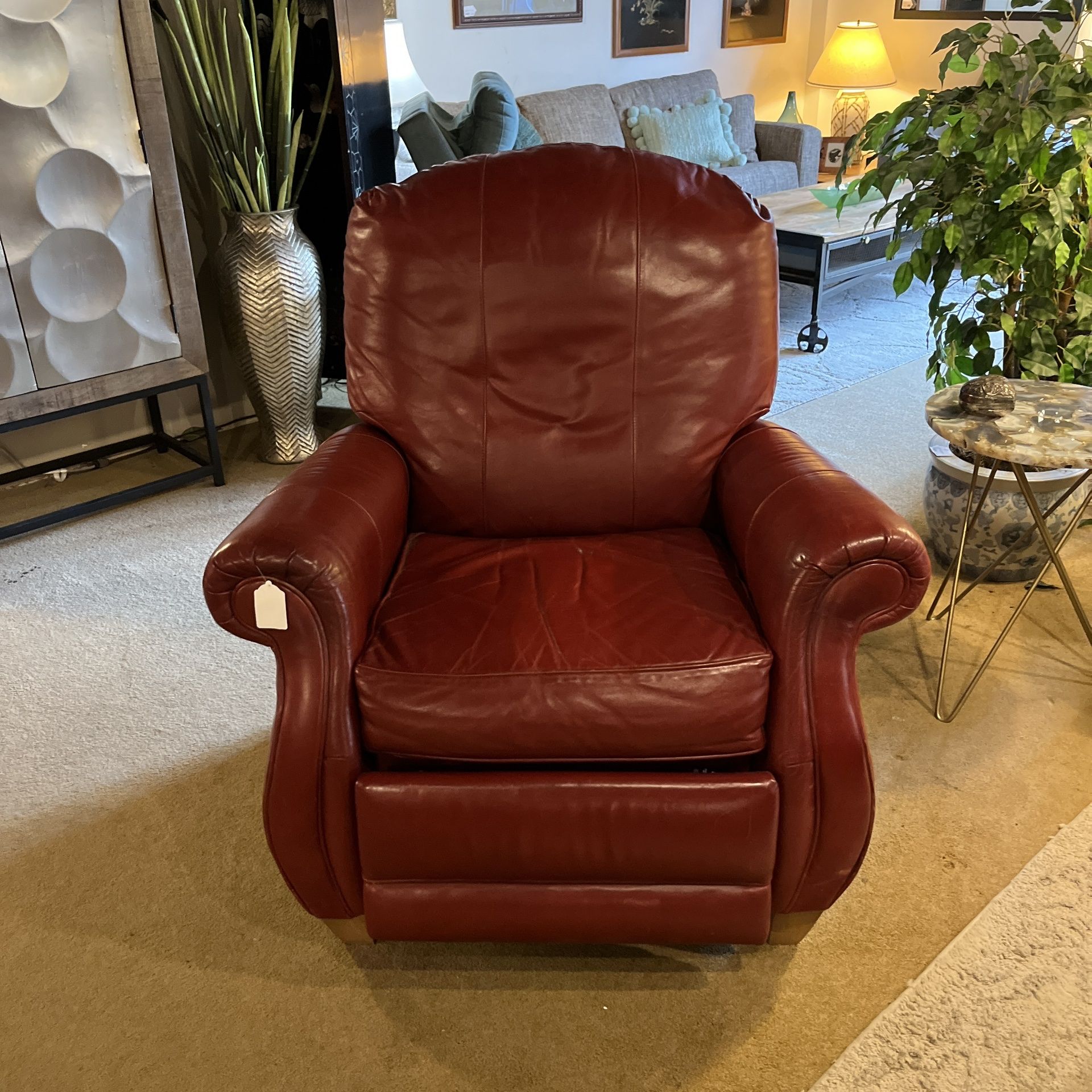 Authentic Red Leather Lazy Recliner
