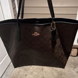 Large Brown Coach  Tote Bag 