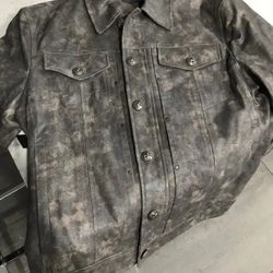 John Varvatos Limited edition leather trucker jacket