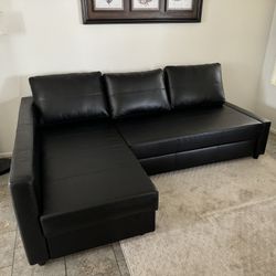 Black Leather Couch Bed