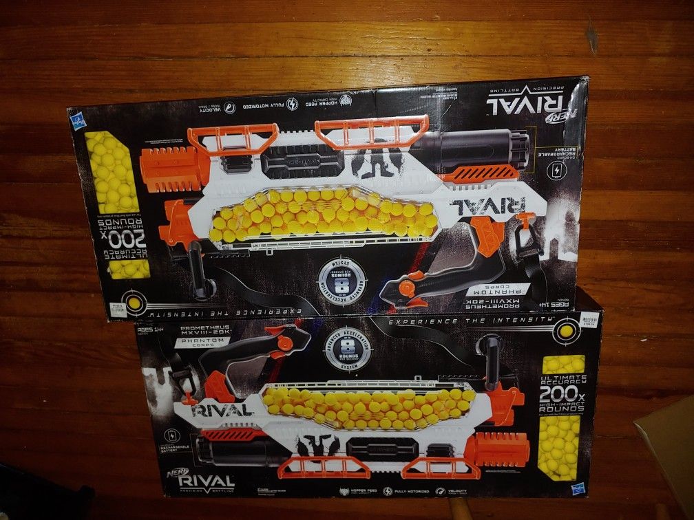 Lot of 2 Nerf Rival Prometheus MXVIII – 20K brand new box has minor damage to it! ($200 for both)