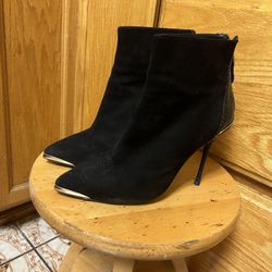 Black Suede Leather Boots Size 7