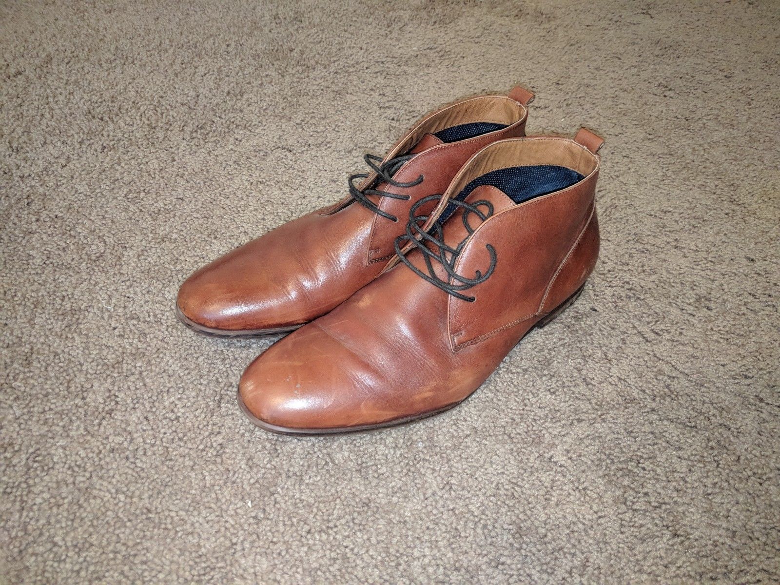Men's Aldo Dress Boots, Cognac Brown - Size 11 (USED AND WORN)