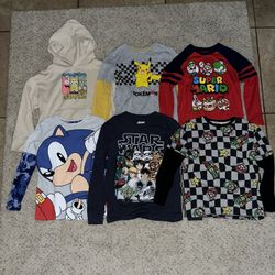 Boys Size 8 Graphic T-shirts / Long Sleeve T-shirts / Sweatshirt , Spongebob, Pokémon, Super Mario, Sonic, Star Wars