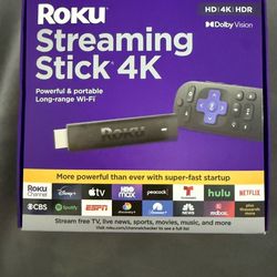 Roku Streaming Stick 4K with Voice Remote & Long-Range Wi-Fi