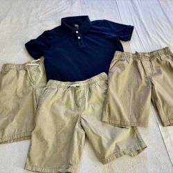 School Uniforms For Boys Size L (10-12) Blue Polo And 3 Shorts All For $18