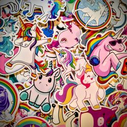 100pc Vinyl Unicorn Stickers