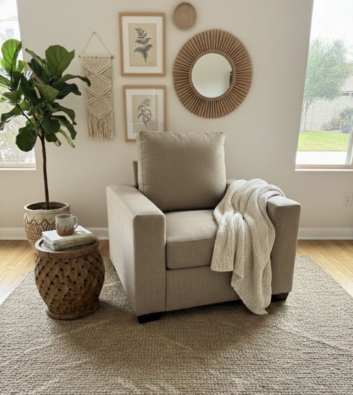 Modern Beige Accent Chair Clean Comfortable Neutral Style