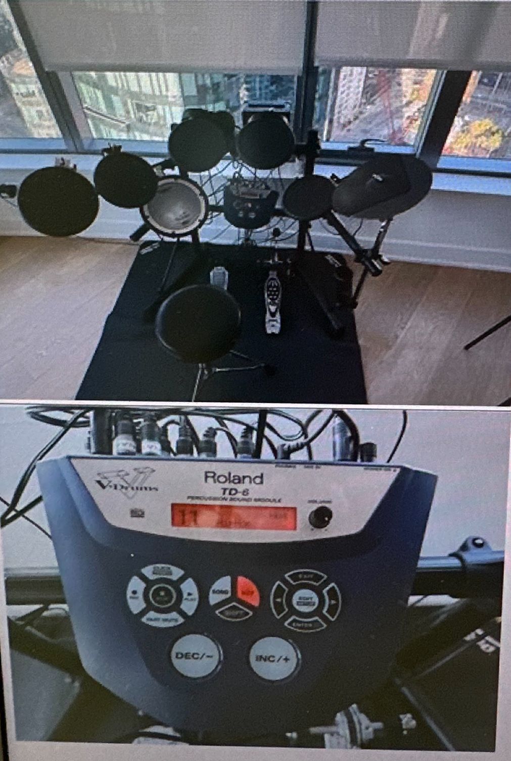 Roland Acoustic Drum Set With Roland TD6 Drum Sound Module