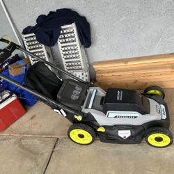 Ryobi 20” Battery Lawn Mower And Battery