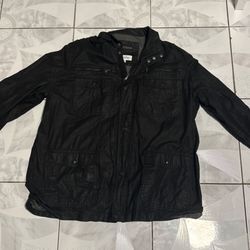 Calvin Klein Men's Black Waxed Cotton Coated Military Utility Field Jacket Size 1XBT