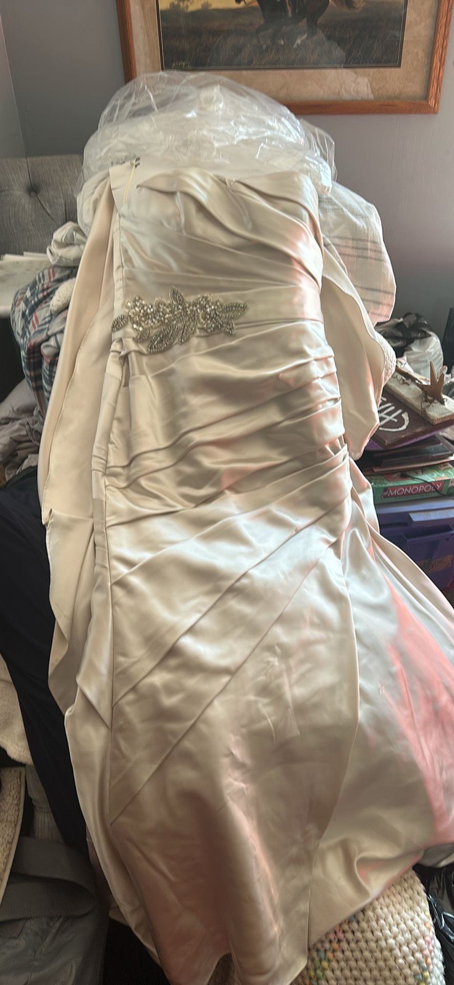 Beautiful Champagne Strapless Wedding Dress