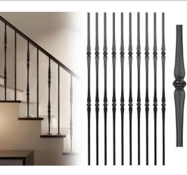 (Brand New in Box) 
10-Pack Iron Balusters for Staircase,Hollow Premium Spoon Stair Balusters,Satin Black Balusters for Staircase Interior,5/8" Round 
