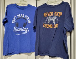 2 Blue men XL gamer shirts