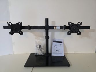 Dual Computer Monitor Stand with Glass Base and Adjustable Arms