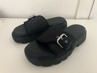 H&M Black Chunky Slides, Platform Sandals, size 38