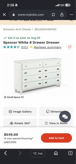 8 drawer dresser , mint condition , with mirror .