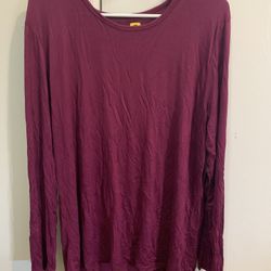 Women's Scrubs Silky Long Sleeve T-Shirt Size XL, Wine