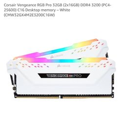 Corsair Vengeance RGB Pro 32GB (2x16GB) DDR4 3200 (PC4-25600) C16 Desktop memory – White (CMW32GX4M2E3200C16W