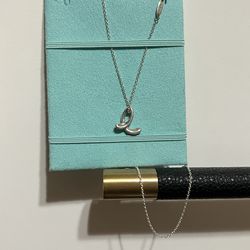 Tiffany & Co. Peretti Sterling Silver Alphabet Letter E Pendant Necklace