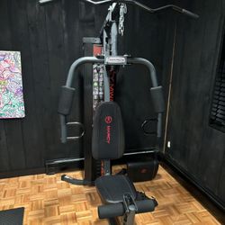 Gym Setup bow flex Dumbbells, Bench And Machine  