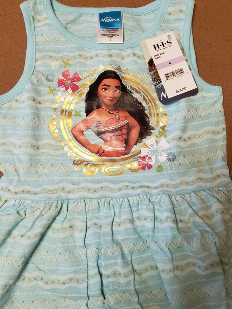 Disney Moana Girls Dress Size 6 New