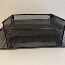 Black Mesh Desktop Organizer/File Storage/Paper Tray