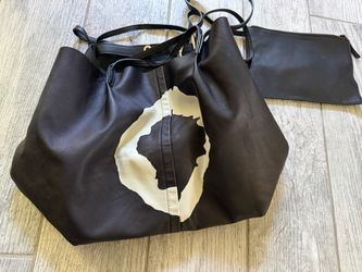 Large Leather Tote Bag with Pouch