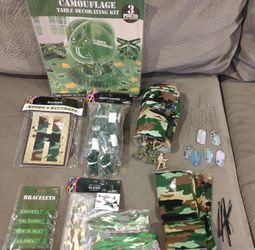 Camouflage birthday decorations and party favors!