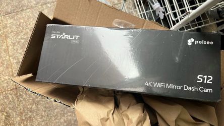 New in box Pelsee S12 Native 4K + 2.5K Mirror Dash Cam, Rear View Mirror Camera w/ 8MP Starlit Color Night Vision, WiFi 6 30MB/s Download, GPS, 64GB C