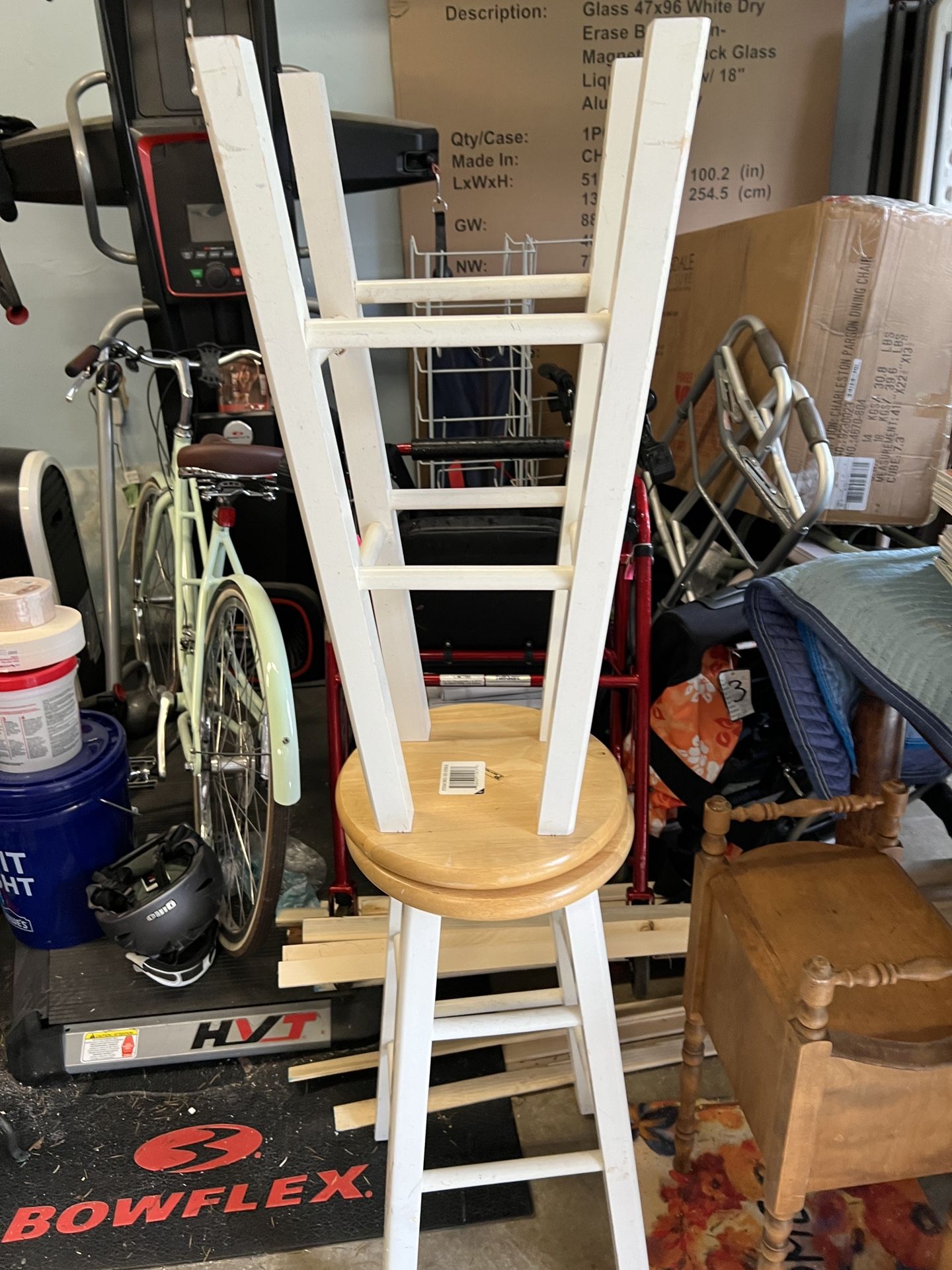 Pair Of White Wooden Bar Stools