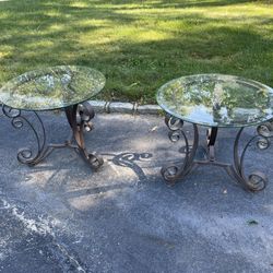 Set Of 2 Glass End Tables