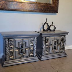 TWO BEAUTIFUL GRAY NIGHTSTANDS