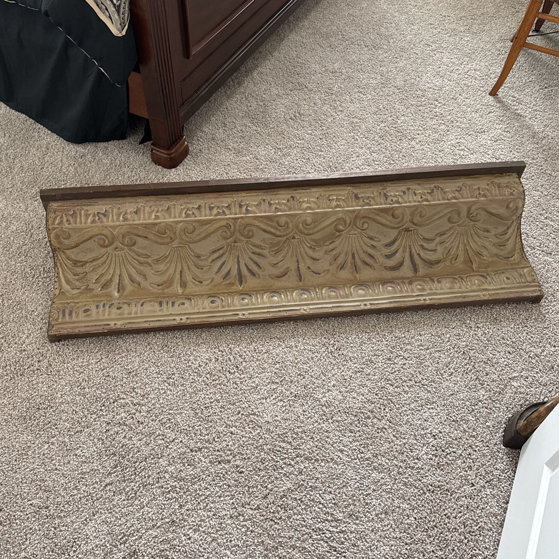 Antique Tin And Wood Shelf