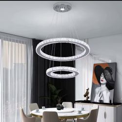 LED Chandeliers, Modern LED Crystal Chandelier Ring Stainless Steel Crystal Chandelier Suitable for Dining Room Living Room Corridor Entrance Bedroom 