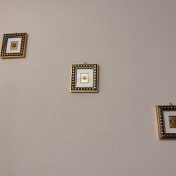 Set of 3 Italian 23Kt Gold Leaf Framed Art Reproductions - Certified