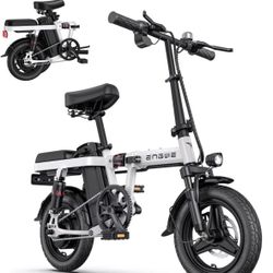 ENGWE T14 Folding Electric Bikes for Adults Teens 350W 19.2MPH 14" Fat Tire Mini Ebike Urban City Commuter Electric Bicycles 48V10AH Removable Lithium