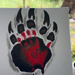 Hand painted MMIW bear paw