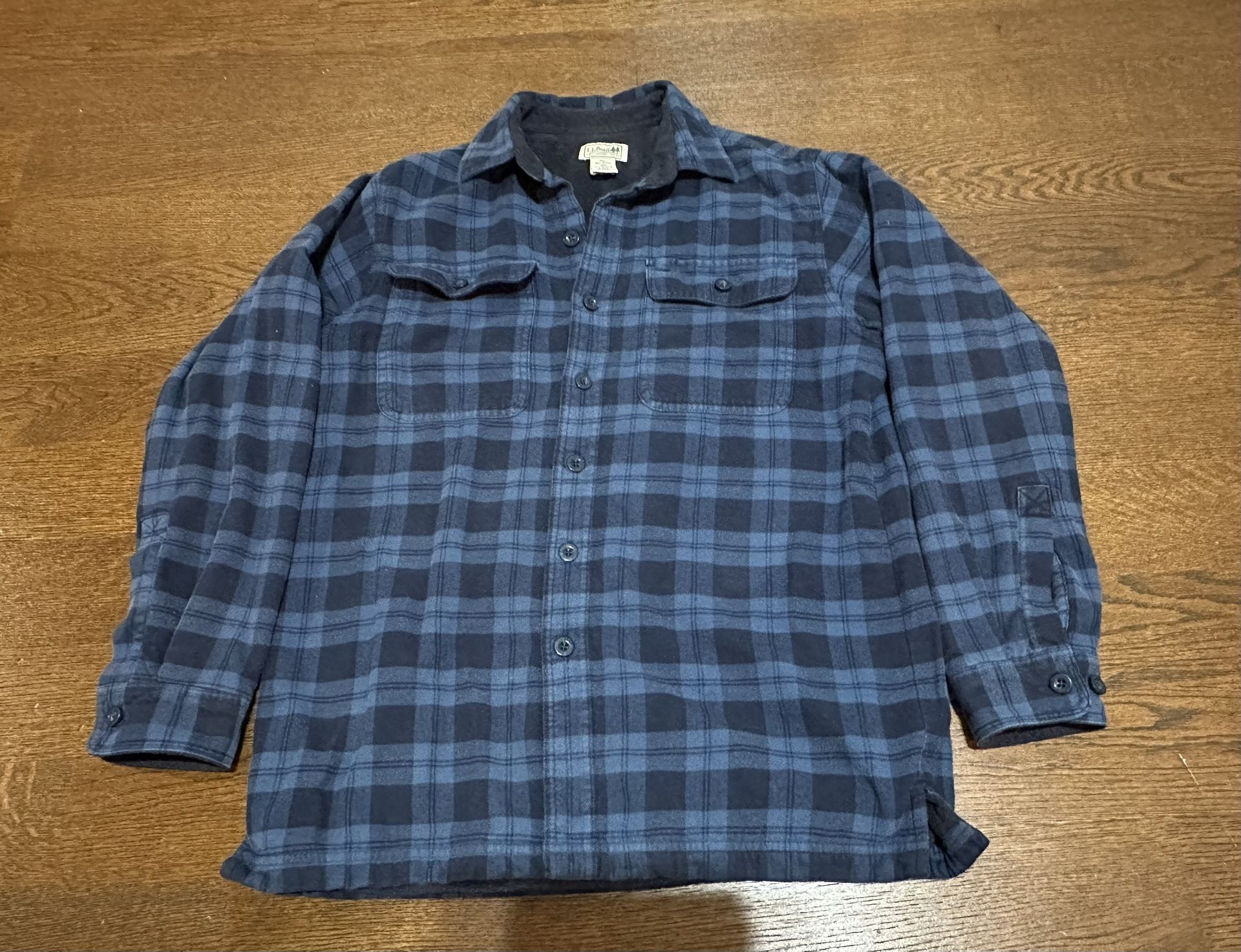 LL Bean Men's Fleece-Lined Flannel Shirt Jacket Small