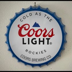 Coors Light 14” Metal Tin Bottle Cap